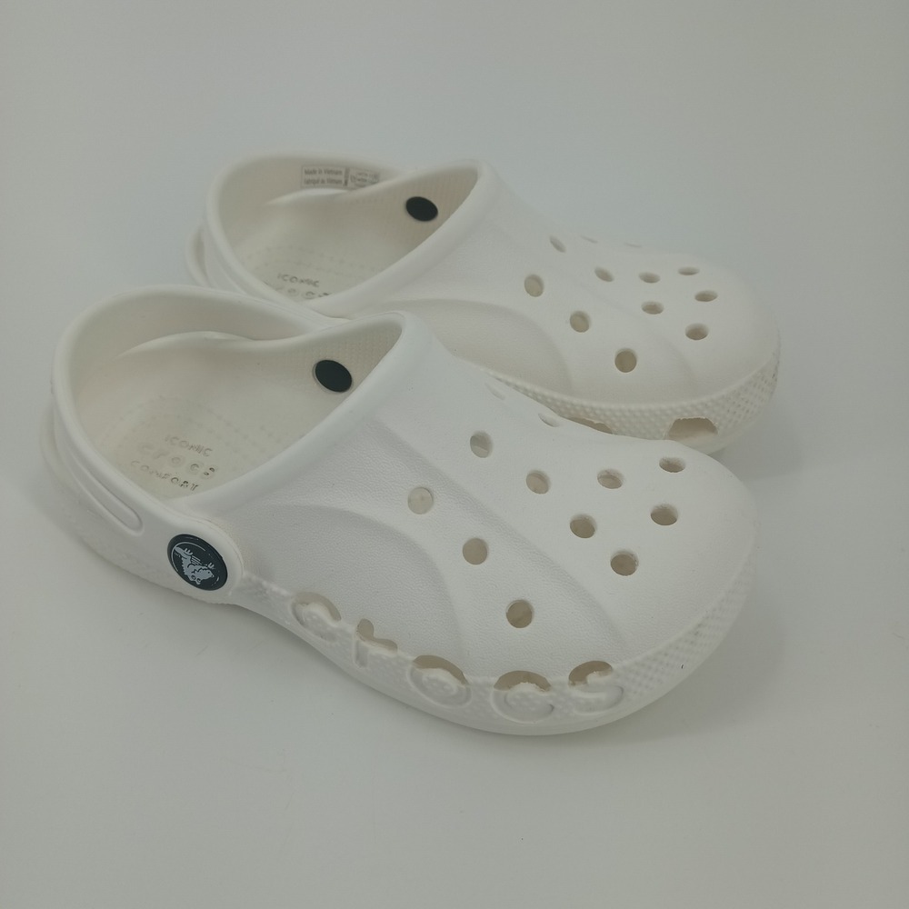 Crocs Baya Clog White Kids Size C12 Lightweight Water Friendly Shoes 207013
